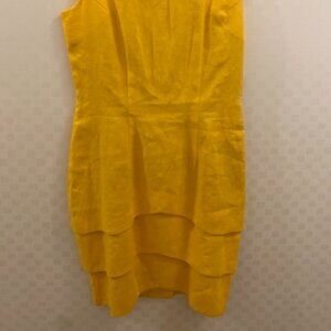 Vintage Neiman Marcus Linda Lewis Collection Linen Yellow Dress, 4